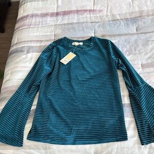 Teal Striped Long Sleeve Top from Michael Kors